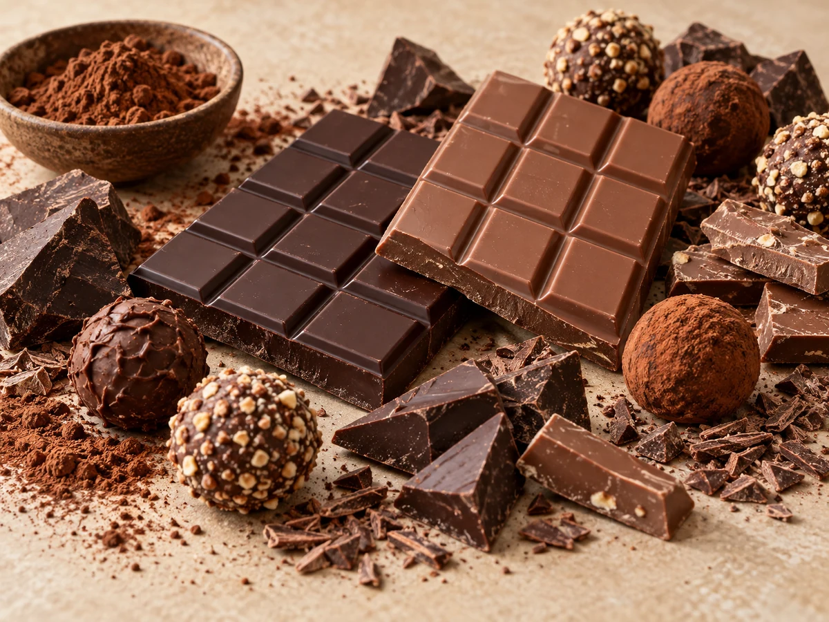 Chocolate bars, pieces and truffles